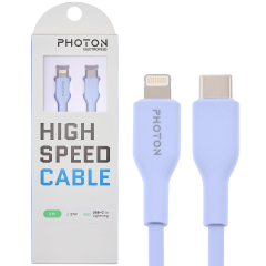 Cable Charging Photon Optical 3ft-Silicone-Lightning-USB-C Blue 01