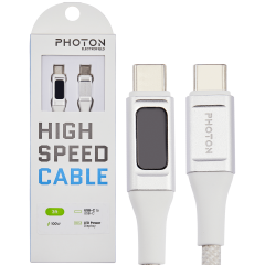 Cable Charging Photon Electrofield 3,Braided,USB-C,USB-C,Power Metering White 01
